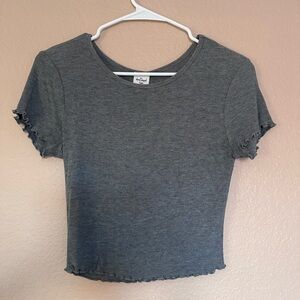 Charcoal Gray Ruffled Crop Top